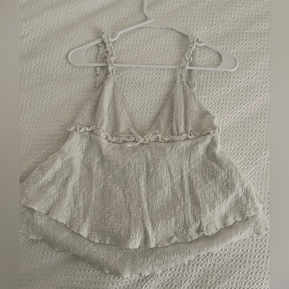 Sky to Moon White Ruffle Tank Top